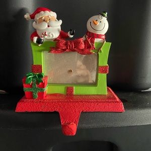 Christmas Santa & Frosty Photo Frame Weighted Stocking Holder